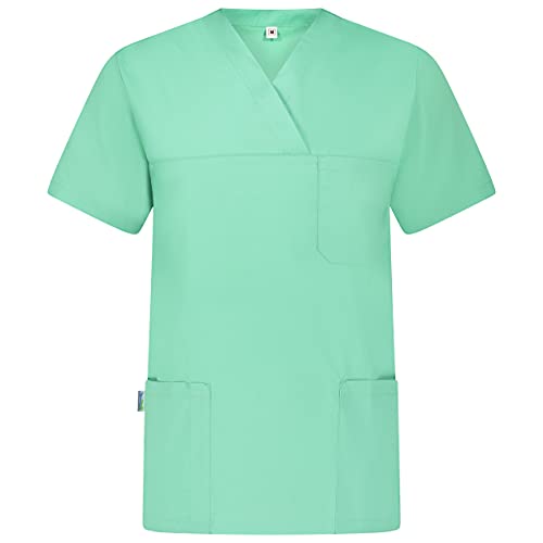 B-well Angel Unisex Kasack Kurzarm V-Ausschnitt Kasack Damen Pflege Kasack Herren Pflege Kasack Schlupfkasack (Grün, 2XL) von B-well