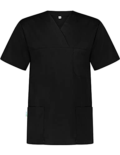 B-well ANGEL Unisex Kasack Kurzarm V-Ausschnitt Kasack Damen Pflege Kasack Herren Pflege Kasack Schlupfkasack (Schwarz, 2XL) von B-well