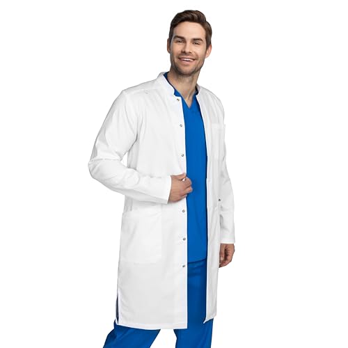 B-well Antonio Laborkittel Herren Arbeitskittel Herren Kittel mit Langen Ärmeln und 3 Taschen und verdeckter Befestigung mit Druckknöpfen (3XL) von B-well