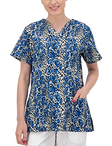 B-well Bambina Schlupfkasack Damen Kasack Kurzarm V-Ausschnitt Kasacks Damen Pflege Motiv (Leopard, S) von B-well