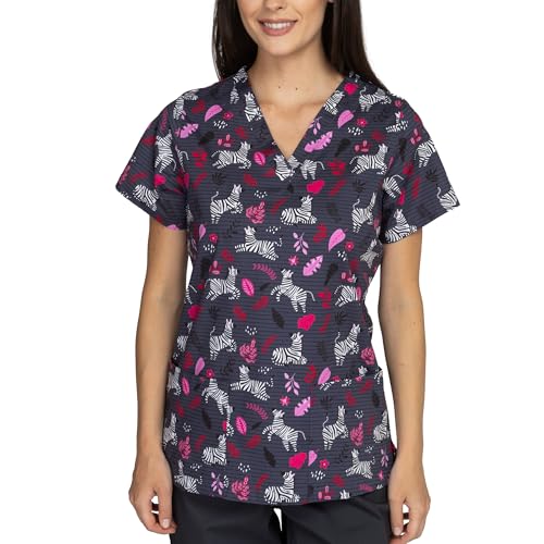 B-well Bambina Schlupfkasack Damen Kasack Kurzarm V-Ausschnitt Kasacks Damen Pflege Motiv (Zebra, M) von B-well