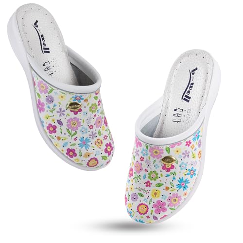 B-well Aerial Lady/Man Medizinische Schuhe Damen Clogs Krankenhaus Schuhe Damen Antibakteriall in den Größen 35-46 (Test, EU Schuhgrößensystem, Erwachsene, Numerisch, Blumen M 37) von B-well