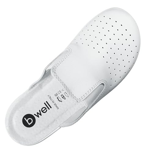 B-well Elastic Clogs Damen Krankenschwester Schuhe Pflege Schuhe Damen in den Größen 35-42 Weiss Elastisch Clogs (Weiss Elastisch, EU Schuhgrößensystem, Erwachsene, Damen, Numerisch, M, 39) von B-well