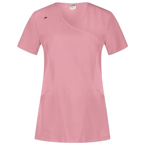 B-well Justina Kasacks Damen Pflege Kasacks Altenpflege Damen Kasack Damen Berufskleidung Kurzarm V-Ausschnitt Anti-Falten mit Elasthan (Mauve, 2XL) von B-well