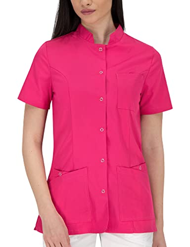 B-well Lisa Kasack Rosa Schlupfkasack Damen Schlupfjacke Kurzarm 3 Taschen und verdeckter Befestigung mit Druckknöpfen, Rosa, 52 von B-well