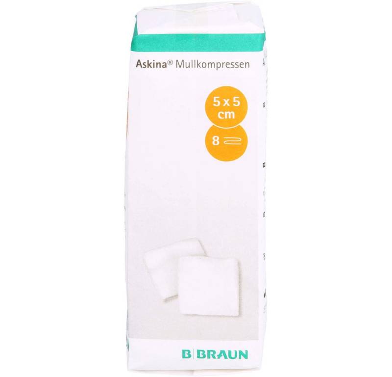 B. Braun Wundpflaster Askina Mullkompressen (Spar-Set, 100 St., Wundversorgung), Ideal zur Abdeckung, Reinigung oder als Träger für Salben von B. Braun