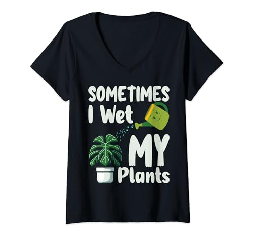 Damen Niedliche Gartenarbeit für Männer, Frauen, Pflanzen, Gärtner T-Shirt mit V-Ausschnitt von B. Nader's Store