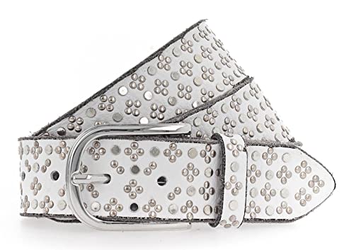 B.Belt Leder-Nietengürtel TINI SILVER Nieten Damen von B.Belt