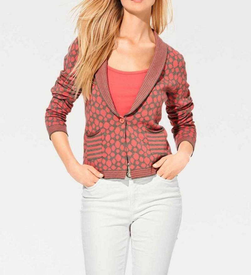 B.C. Best Connection by heine Strickjacke HEINE - BEST CONNECTIONS Damen Jacquardstrickjacke, koralle-braun von B.C. Best Connection by heine