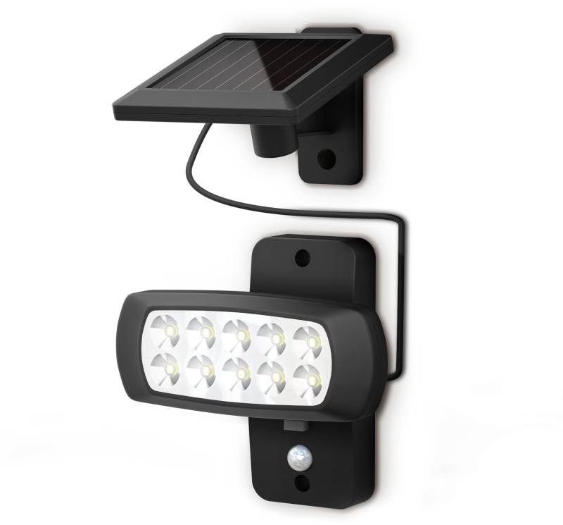 B.K.Licht LED Außen-Wandleuchte, 1 flammig, Leuchtmittel LED-Board  LED fest integriert, Solar Außenleuchte mit PIR Bewegungssensor, IP44, schwarz von B.K.Licht