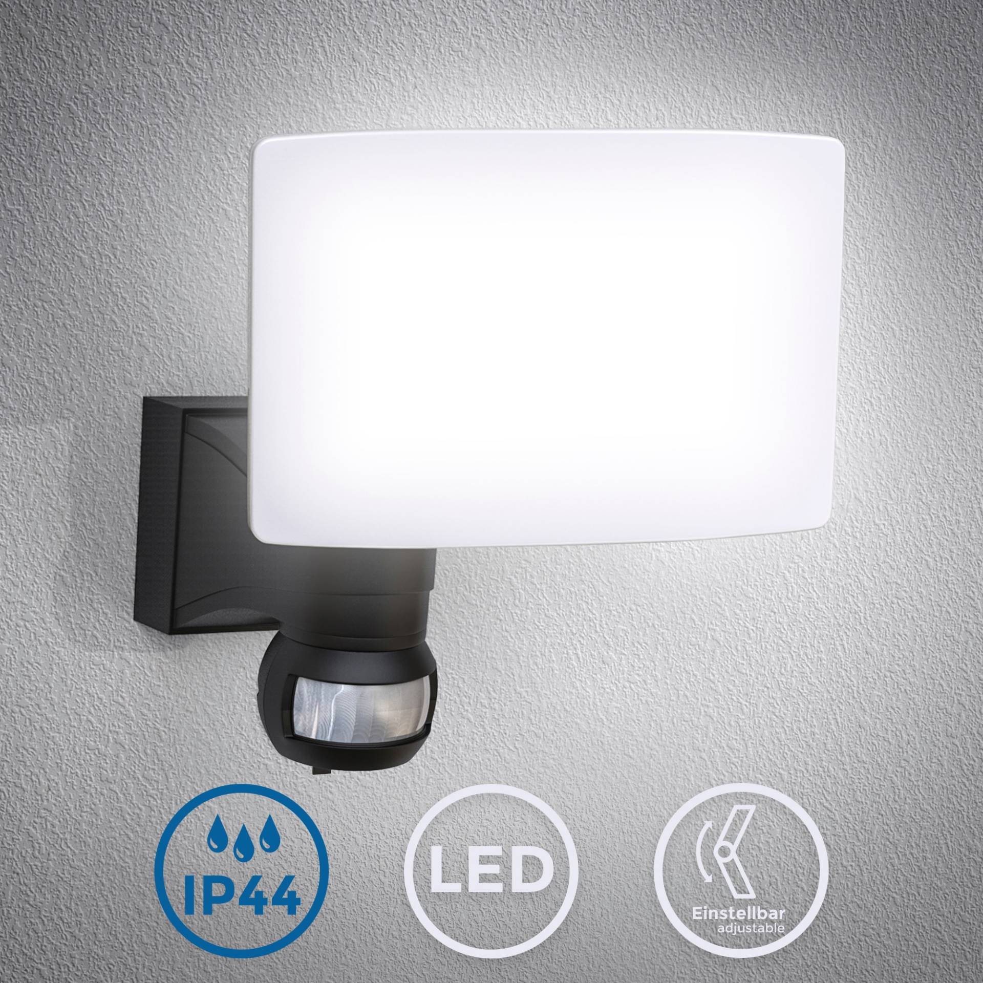 B.K.Licht LED Außen-Wandleuchte, 1 x LED-Platine 20 Watt, 2.300lm, 4.000K, inkl. Bewegungssensor, Leuchtdauer: 3s-7min. Reichweite bis 12m von B.K.Licht