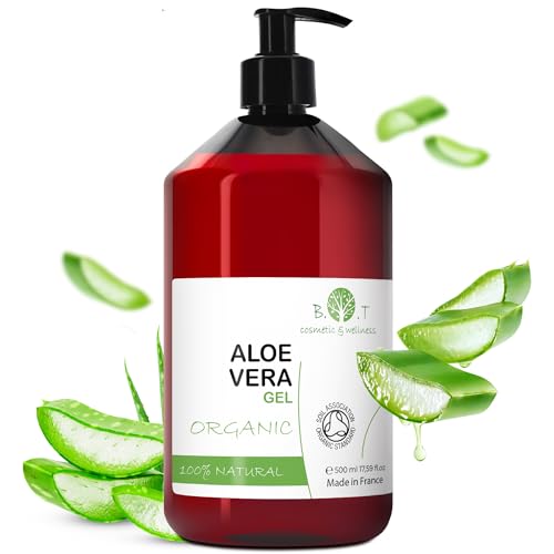 100% Reines Aloe Vera Gel direkt aus Lanzarote Spanien Feuchtigkeitscreme für Gesicht Körper Pickel Trockene Haut After Sun Sonnenbrand Haar Gel After Shave Herren 500 ml von B.O.T cosmetic & wellness