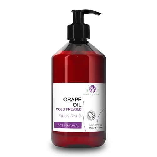 Kaltgepresstes Traubenkernöl: Gesichtsreinigung, natürlicher Make-up-Entferner, Massage, Hautbefeuchtung (Körper & Gesicht) - 250 ml von B.O.T cosmetic & wellness