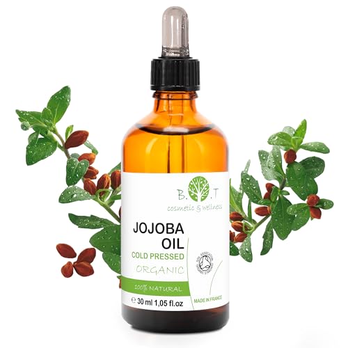 Öl für die Augenpartie, Gesicht und Haare, Bio-Jojobaöl - Unvergleichliche Vorteile, Feuchtigkeitsspendend, Wasserfester Make-up-Entferner, Stärkt das Haar, Anti-Akne-Lösung, Lippenbalsam 30 ml von B.O.T cosmetic & wellness