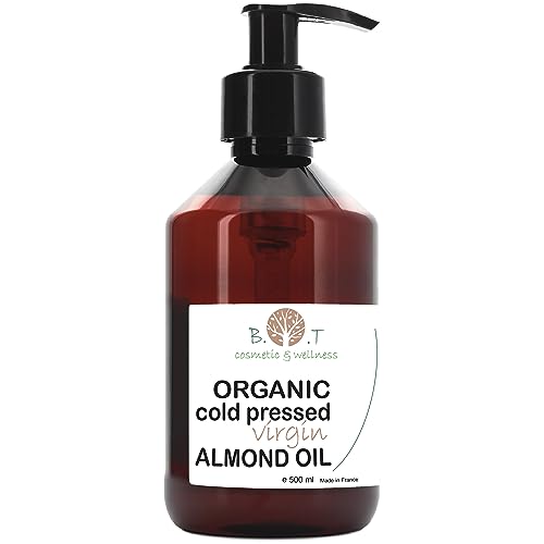 Süßmandelöl kaltgepresst Bio 100% Reines Make-up-Entferner Mandelöl Baby Schwangerschaft Bio Oil Körper Gesichtsöl Schwangerschaft 500 ml Körperpflege Mandelöl für Kosmetik Massageöl von B.O.T cosmetic & wellness