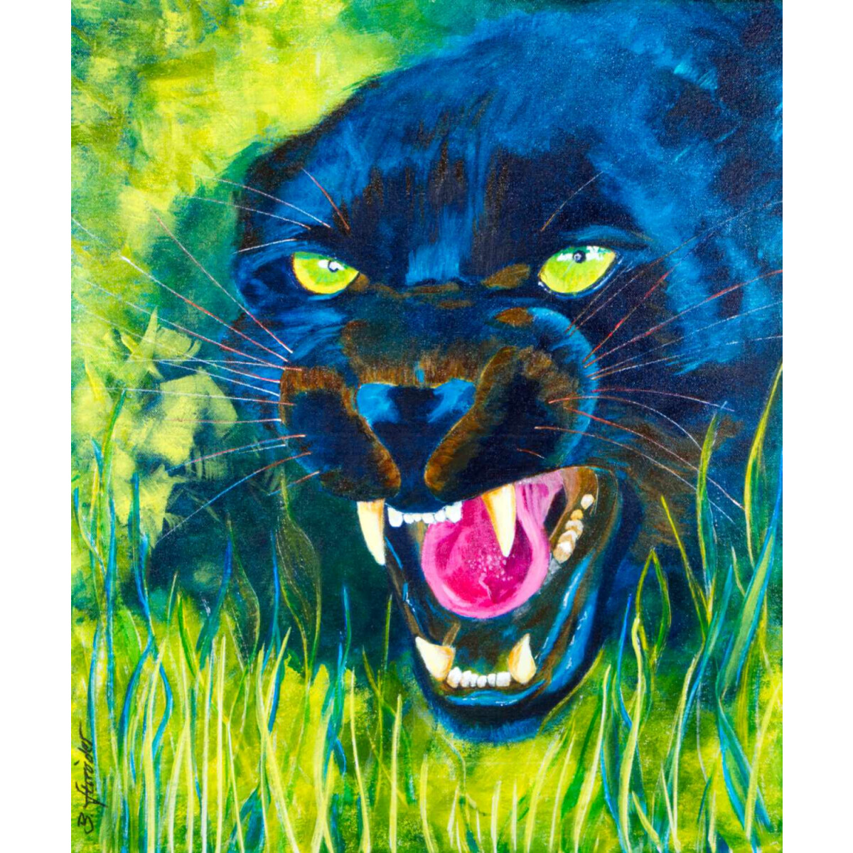 Leinwandbild, Gemälde Black Panther" - Druck vom Original 60x50cm" von BMS.ART