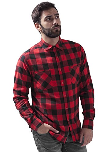 B.Y.B Herren Checked Flanell Karo Hemd in versch. Farben (XL, Black/Red) von B.Y.B