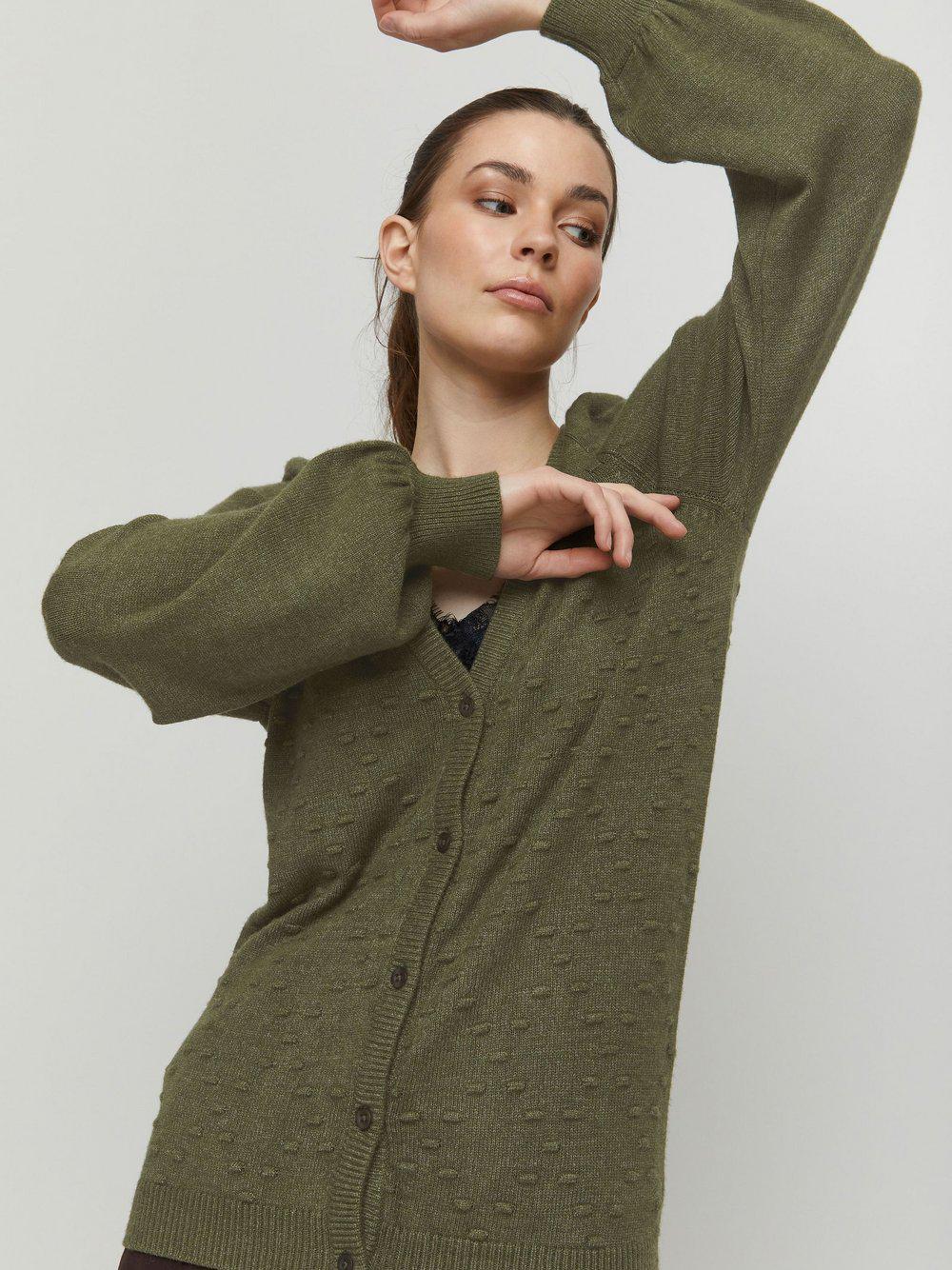 B.Young Strickjacke Damen Viskose V-Ausschnitt, khaki von B.Young