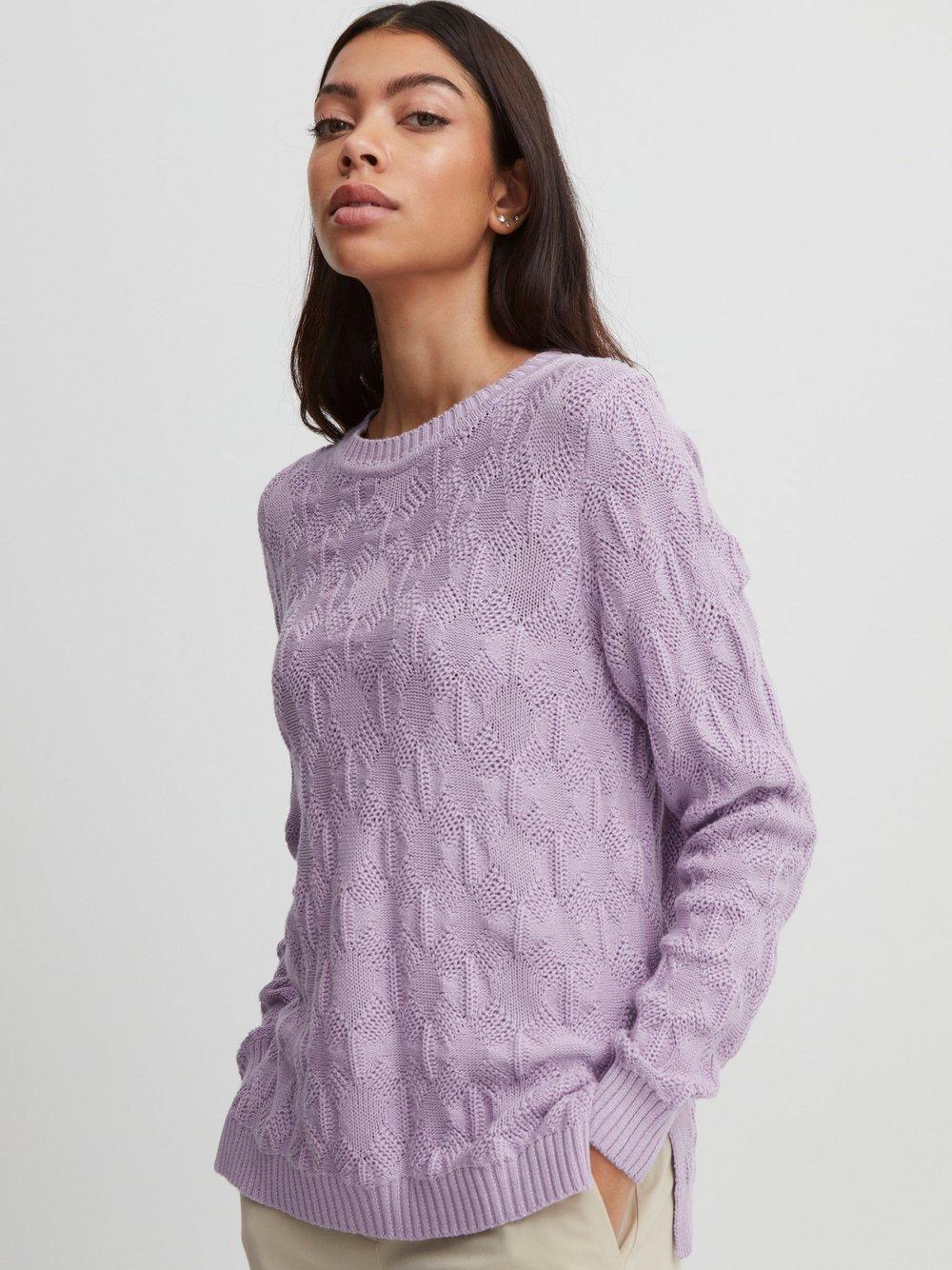 B.Young Strickpullover Damen Baumwolle Rundhals gemustert, purple von B.Young