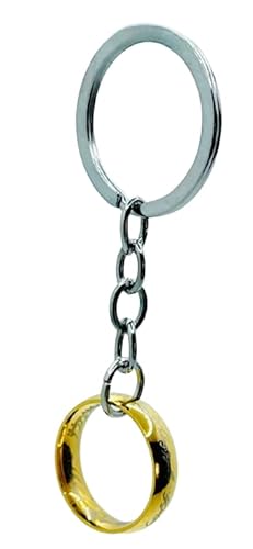 B.a.u.q.o.o. Schlüsselanhänger Ring Herr der Ringe Gadget Autozubehör Einzigartiger Power Ring Goldfarbe Geschenkidee Magie Fantasy Cosplay, silber / schwarz, One size von B.a.u.q.o.o.