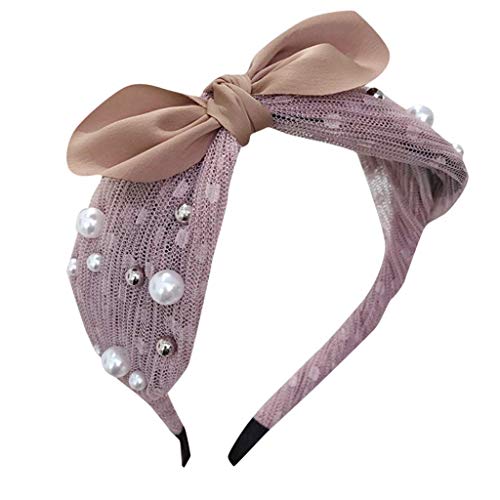Damen Perlen Vintage gedrehte Kunstknoten Breite Haarreifen Samt Stirnband Haarband Haarschmuck (Farbe: A) (F) von B11ACCSDABV00XX