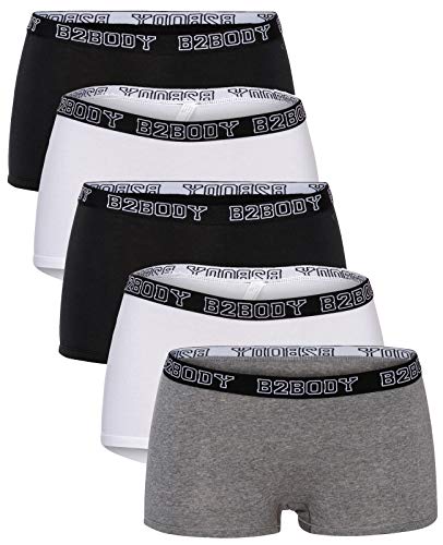 B2BODY Baumwolle Unterwäsche Frauen - Boyshort Höschen für Frauen Small bis Plus Size Multi Pack, 5er-Pack freche Boyshorts (Basic), 5XL Große Größen von B2BODY