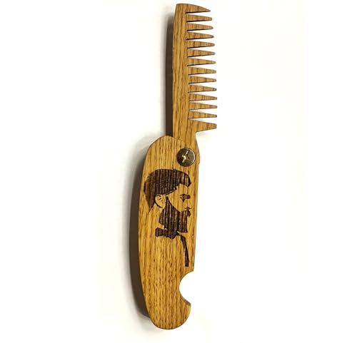 B4K Premium Holzkamm für Männer – Handgefertigt – Multifunktionaler Taschenkamm für Haare, Bart und Schnurrbart – Perfekt für Öle und Balsame – Reisegröße für unterwegs (Gravur Gentlemen aus Eiche) von B4K