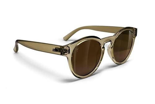 B89 Modische Runde Sonnenbrille für Herren und Damen Unisex aus TR90 mit 100% UV400-Schutz – mod. SP (Transparent Sand – Braune Linse) von B89