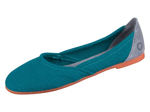 BAABUK Wool Flats Teal FLA01-TE Teal Portuguese Wool Portuguese Wool Grün (Teal), 38 von BAABUK