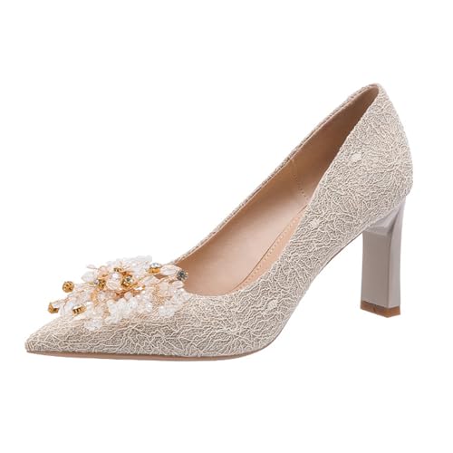 Elegant Damen Pumps Sexy High Heels Bequem und Trocken, Kann Es Effektiv Die Beine Formen (Champagnerfarbe 5.5cm,38) von BAADCUP