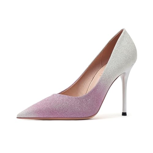 Glitzer Pumps Sexy Damen High Heels Kann Beinlinien Sehr Gut Dehnen (lila 10cm,39) von BAADCUP