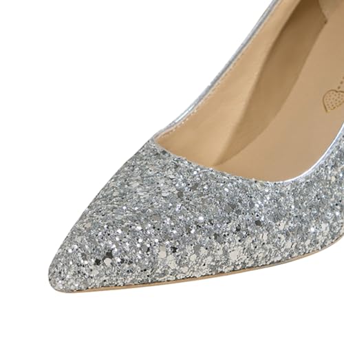 Silber Pumps Glitzer Damen Pumps Sexy High Heels Kann Beinform Effektiv Ändern (silbrig,42) von BAADCUP