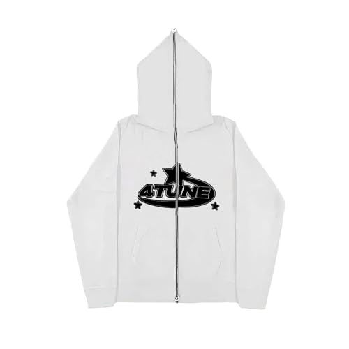 4 TUNE Sterndruck Full Zipper Hoodie Sweatshirt | Kapuzenpullover mit Reißverschluss | Y2K Harajuku Kapuzenjacke mit Taschen | Hip Hop Streetwear in Übergröße für Damen, Herren, Jungen und Mädchen ( C von BAAFCL