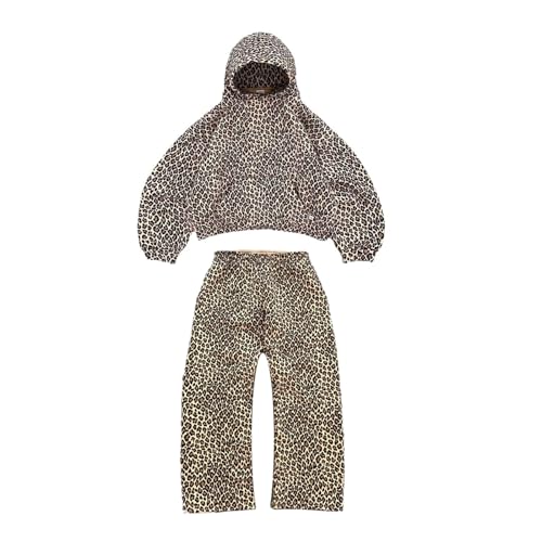 BAAFCL Oversized Leopard Print Hoodie für Damen, Cheetah Muster Streetwear, 2000er Jahre Pullover Sweatshirt, Kapuzen Y2K Graphic Hoodie(XXL,One set) von BAAFCL