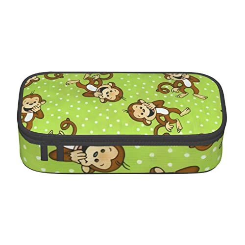 BAAROO Grüner cleverer Affe bedruckter strapazierfähiger Federmäppchen Schreibwaren-Etui mit Reißverschluss-Fach, großes Fassungsvermögen, tragbares Federmäppchen, farbe, 5.0cm*10.5cm*20.5cm, von BAAROO
