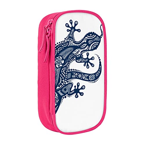 BAAROO Illustration Gecko Federmäppchen Große Kapazität Stifttasche, Große Aufbewahrung Stifttasche Langlebig 3 Fächer, farbe, 5.0cm*10.5cm*20.5cm, federmäppchen von BAAROO