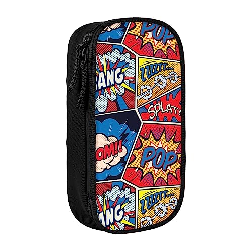BAAROO Retro Pop Art Comic Bang Boom Federmäppchen Bleistifthalter Stifteetui Schreibwaren Box Aufbewahrung Organizer Tasche Rosa, farbe, 5.0cm*10.5cm*20.5cm, federmäppchen von BAAROO