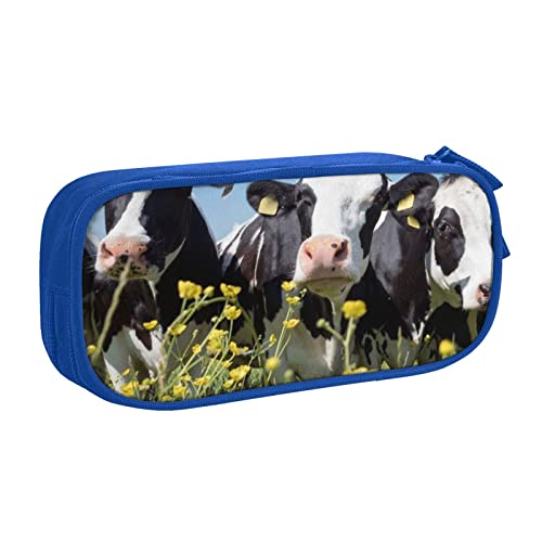 BAAROO Schwarze weiße Kühe großes Federmäppchen mit 2 Fächern Federmäppchen Federmappe Federmäppchen Tasche Organizer für Mädchen Jungen Studenten, farbe, 5.0cm*10.5cm*20.5cm, federmäppchen von BAAROO