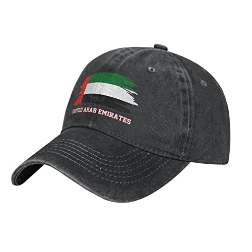 BAAROO Washed Denim Vereinigte Arabische Emirate Flagge Baseball Cap Männer Schwarz Vintage Baumwolle Hut Unisex Papa Trucker Hüte Frauen, #1791, M/Einheitsgröße von BAAROO