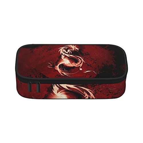 Blutroter Drache Federmäppchen Große Kapazität Stiftetasche Büro Schreibwaren Tasche Kosmetiktasche mit Fächern für Mädchen Jungen und Erwachsene, farbe, 5.0cm*10.5cm*20.5cm, federmäppchen von BAAROO