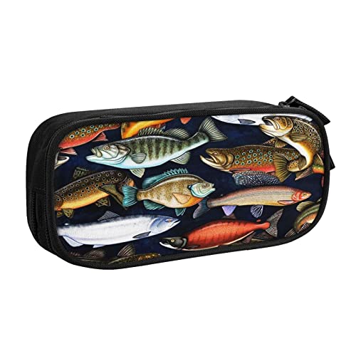 Federmäppchen Süßwasser Fisch Große Kapazität Bleistift Tasche Stift Fall Beutel Schreibtisch Organizer Federmäppchen für Jungen Mädchen Schule Studenten Bürobedarf, #11, 21x10.5x5cm von BAAROO