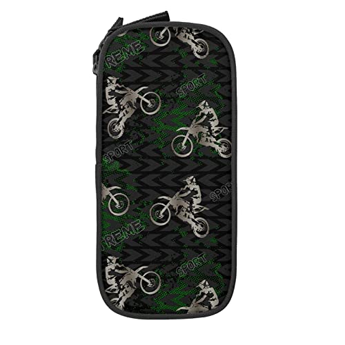 Kreative Sport Motocross abstrakte schwarze Federmappe Organizer Kosmetiktasche Stifttasche für Mittelschule College Büro, farbe, 5.0cm*10.5cm*20.5cm, federmäppchen von BAAROO