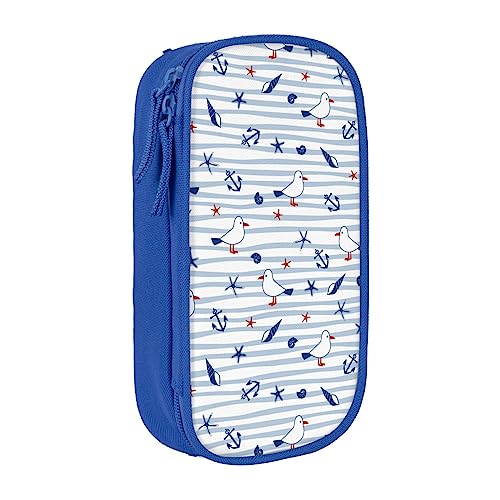 Nette Möwe Anker Muscheln Bleistift Fall Bleistift Halter Stift Beutel Schreibwaren Box Lagerung Organizer Tasche Schwarz, farbe, 5.0cm*10.5cm*20.5cm, federmäppchen von BAAROO
