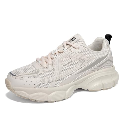 BAASPLOA Damen Chunky Fashion Sneakers Casual Sportschuhe Mesh Atmungsaktiv Athletic Gym Workout Tennis Schuh Plattform Dicke Walking Schuhe, C-beige, 40 EU von BAASPLOA