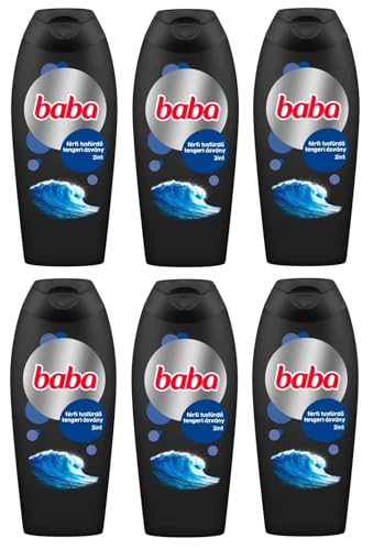 (Pack of 6) BABA Men Shower Gel 2 in 1 Sea Mineral - Body, Face - Original Hungarian 6 x 400 ml - (6ER-PACK) BABA Mann Duschgel 2 in 1 Meeresmineralien Original Ungarisch 6x400 ml von BABA