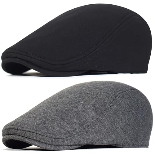 BABAHU Herren Newsboy Cap Gatsby Flat Cap Lvy Irish Hats Driving Cabbie Jagd Cap, B-Schwarz + Grau, Einheitsgröße von BABAHU