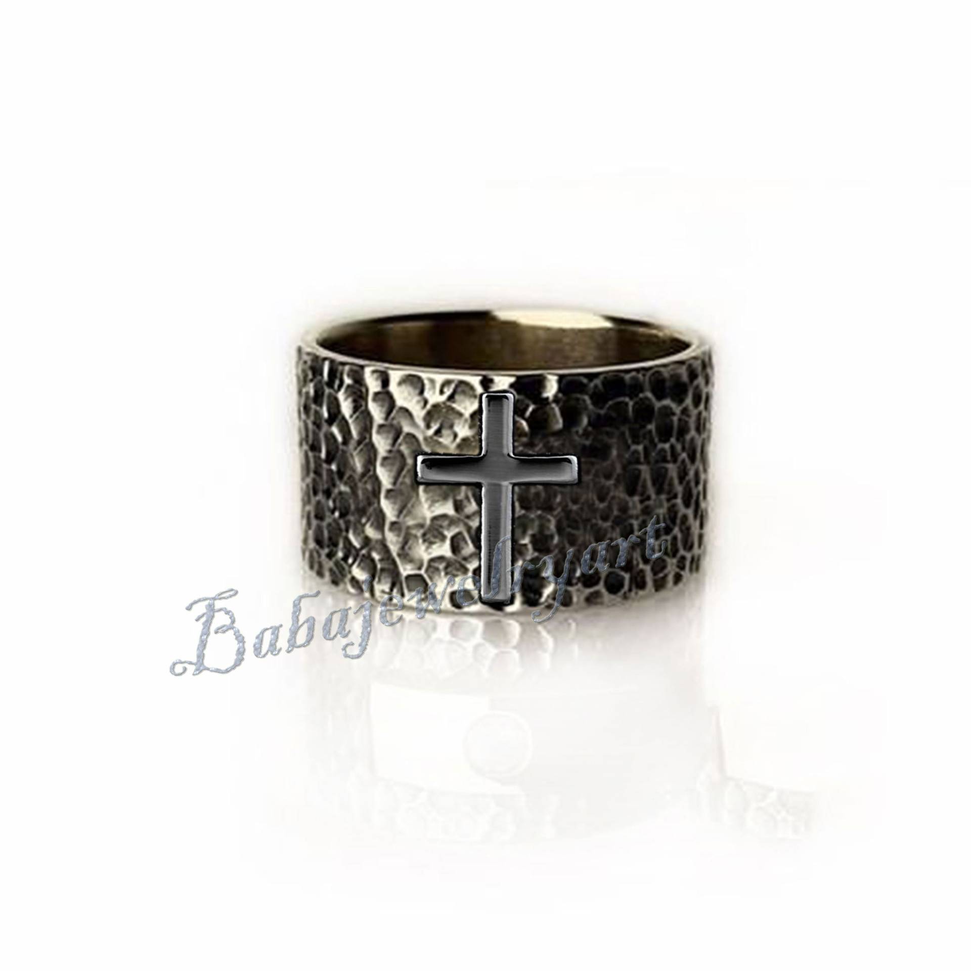 Herren Kreuz Ring, Ring Herren, Männer Christlicher 925 Silber Schwerer Jesus Eisen Weihnachten von BABAJEWELLERYART