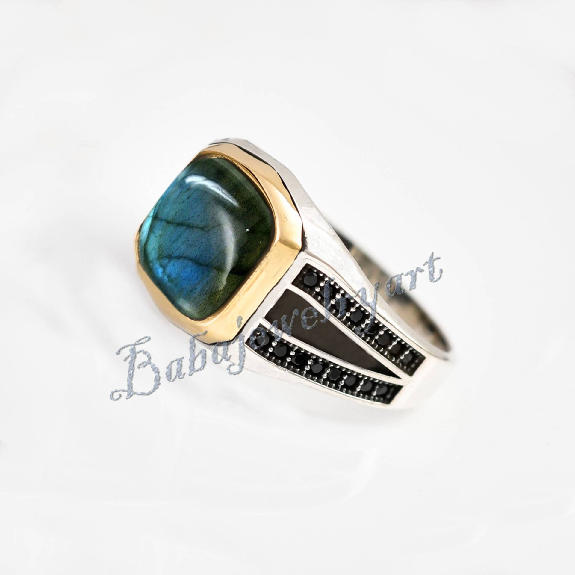 Labradorit-Ring, Herren-Ring Am Kleinen Finger, Labradorit-statement-Ring Herren, Zirkon-Ring Labradorit-Ring Edelstein-Ring Finger von BABAJEWELLERYART