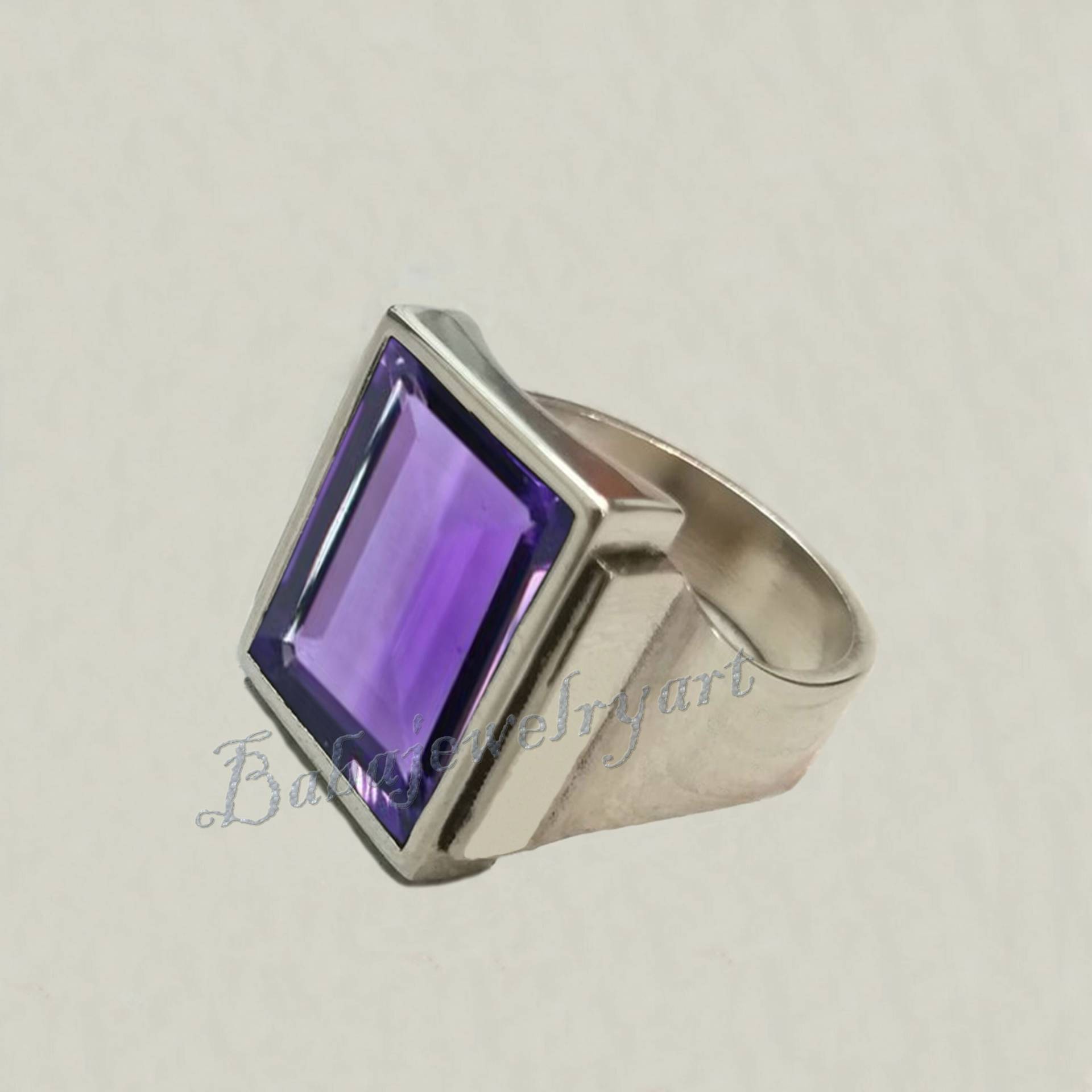 Natürlicher Amethyst Ring, Februar Birthstone Männer Edelstein Herrenring, Jubiläumsring Herren Siegelring von BABAJEWELLERYART