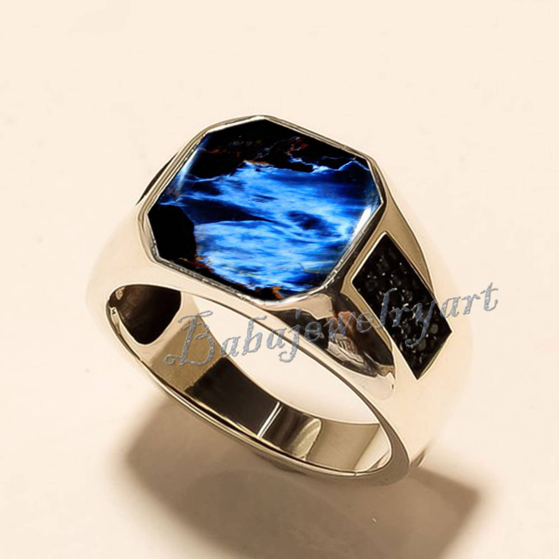 Pietersit Ring, Natürlicher 925 Sterling Silber Herrenring, Herren Siegelring, Edelstein Ring Geschenk von BABAJEWELLERYART